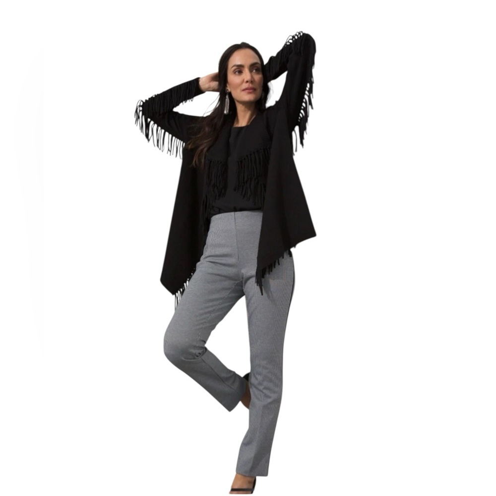 NWT Chico's Black Cardigan Sweater with Tassel Trim (J-1)